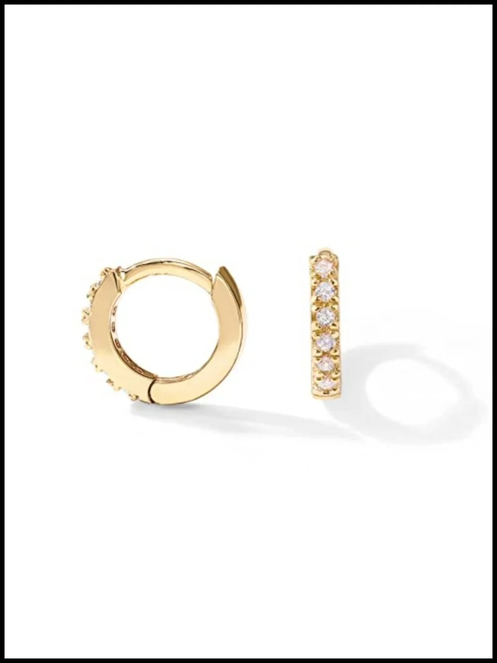 14K Gold Plated CZ Huggie Earrings for Women, Hypoallergenic Hoop Piercing, 925